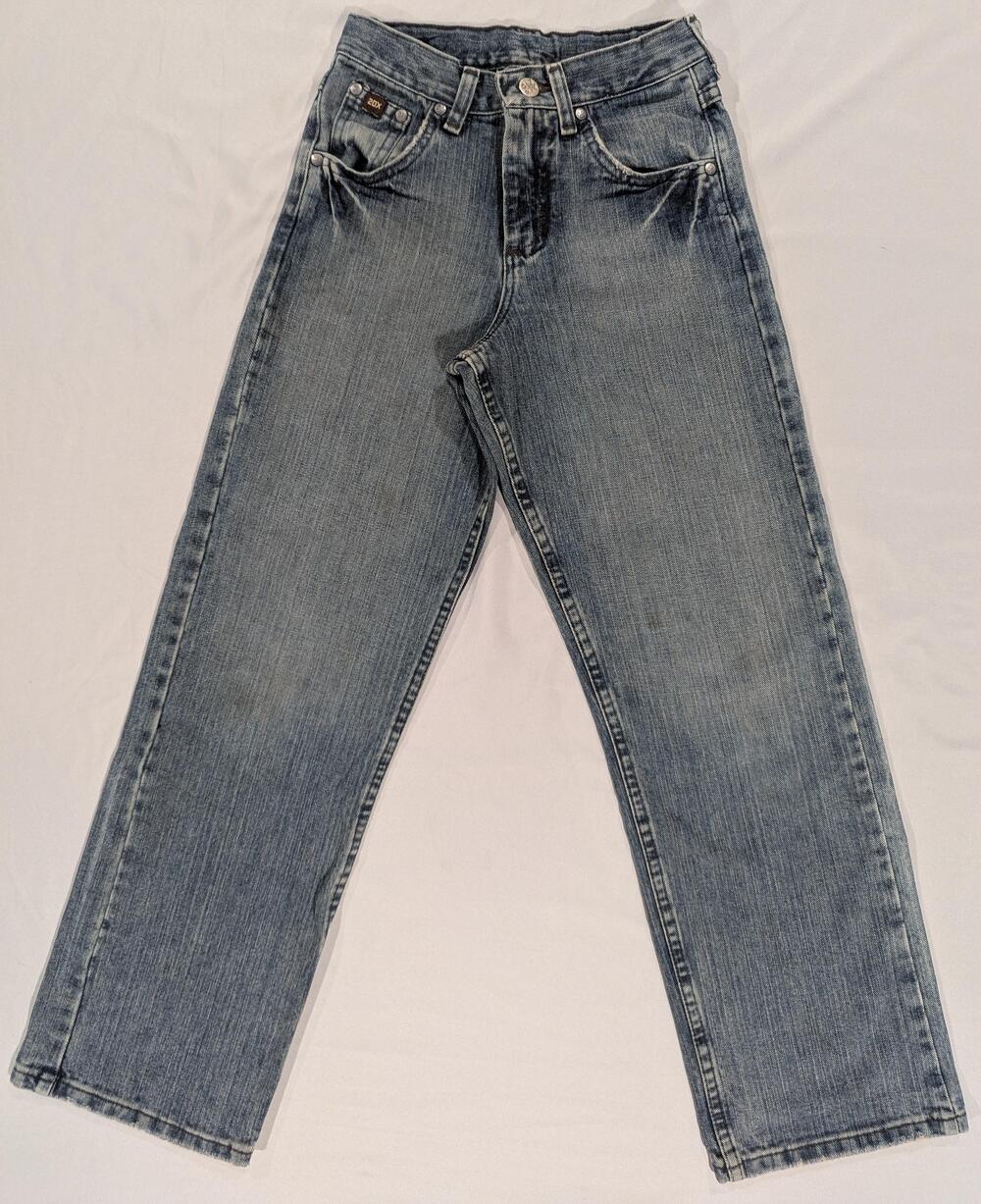 20X Jeans Youth 12 Slim Blue Med Wash Straight Denim Adjustable Waist Mexico
